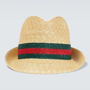 Gucci Woven Striped Straw Bucket hat